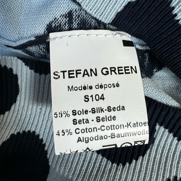 STEFAN GREEN blue, light blue and navy spotted print cardigan, size 2,(S/M) - Picture 6 of 8